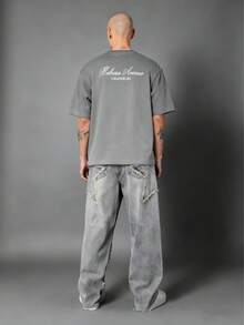 Melrose Avenue Los Angeles Crop T-Shirt Urban Streetwear Script Logo Back Print Casual Summer Lightweight Top Boxy Style Hip Hop Fashion-Unisex-L91 - 灰色 - 查看 5