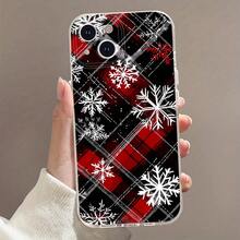Funda para  de la que se ofrece un encantador diseño navideño con copos de nieve y cuadros, Compatible con los modelos  16, 15, 14, 13, 12, 11, Plus, Pro y Pro Max - Color mixto 1 - Ver 1