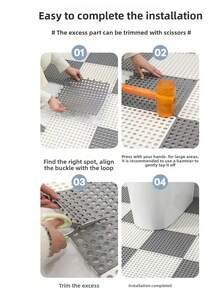 12pcs/Pack 6pcs/Pack Bathroom Interlocking Anti-Slip Mat, Home Bathroom Kitchen Shower Room Floor Mat, Hotel Thick Anti-Slip Rug - Multicolor - View 9