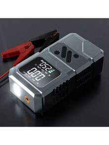 SUITU Car Jump Starter With Air Compressor. Tire Inflator Pump With Digital Pressure Gauge And LED Flashlight. Car Battery Charger With 14.8V 1500mAh Lithium-Ion Battery Power. Car Air Pump Suitable For Inflating Cars, Motorcycles, Bicycles And Basketballs. Automotive Accessories/Gifts. - Grey - View 5