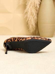 SVRM Women's High Heel Pointed Toe Faux Suede Leopard Print Platform Pumps, Suitable For Work And Commute - Multicolor - View 6