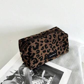 New Leopard Print Cosmetic Bag/Lipstick Case, Large Capacity Makeup Organizer, Versatile Design Summer Travel, Vacation Home Bathroom Decor Holiday Makeup Organizer Bathroom Accessories Back To School