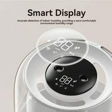 Large Capacity Quiet Humidifier With Digital Display & Night Light - Dual-Mode Operation, USB-Powered, 10.14oz/H Humidification, 1.61-2.64gal Capacity, Modern Aesthetic | Sleek Design | Plastic Construction, Humidifier For Room - White - View 8