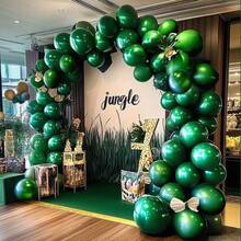 88件/套绿色乳胶气球拱门套装，包含18英寸和10英寸的翠绿色主题气球花环，适用于生日、生日装饰、婚礼、求婚、个人拍照背景、家居装饰、新娘送礼会、周年纪念、毕业派对、婚礼季、主题派对等场合。 - 綠色 - 查看 1