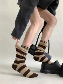 1/4 双装秋季二合一条纹分层袜