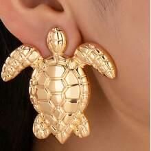 1 Pair Vintage Style Cute Metal Sea Turtle Stud Earrings, Creative Personalized Suitable For Holidays & Parties - Earrings - View 4