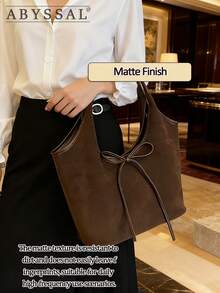 Vintage Matte Tote Bag Women Large Capacity Casual Bucket Bag Fashion Single Shoulder Handbag Retro Frosted Large Capacity Tote Bag Women's Casual Bucket Bag Chic Top-Handle Handbag Y2K Vintage Matte Finish Tote Bag Large Capacity Women Casual Bucket Bag Shoulder Handbag  Thanksgiving Accessory  Christmas Market Bag [US Local Warehouse] - 彩色 - 查看 4
