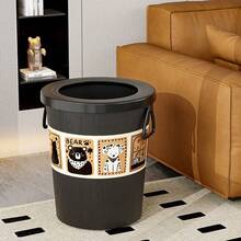 Large Plastic Trash Can For Home, Living Room, Bedroom, Kitchen, Bathroom, Simple Waste Paper Basket - Multicolor - View 2