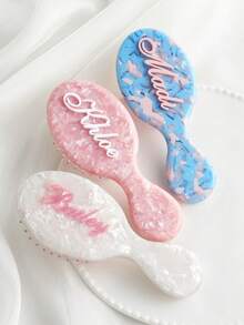 1pc Personalized Name Engraved Anti-Static Hair Brush, Portable Hair Comb, Wedding Gift, Bridesmaid Gift, Customized Name Hair Brush, Personalized Gift, Birthday Gift, Party Favor, Anniversary Gift, Unique Valentine's Day Small GiftChristmas Beauty Accessories - Multicolor - View 2