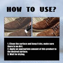 麂皮鞋粉、皮革清洁护理剂、天鹅绒翻新护理剂、雪地靴补色剂、麂皮翻新护理剂，用于清洁、保养和修复麂皮鞋。包含哑光鞋油、黑色麂皮翻新染料和鞋类防水剂。