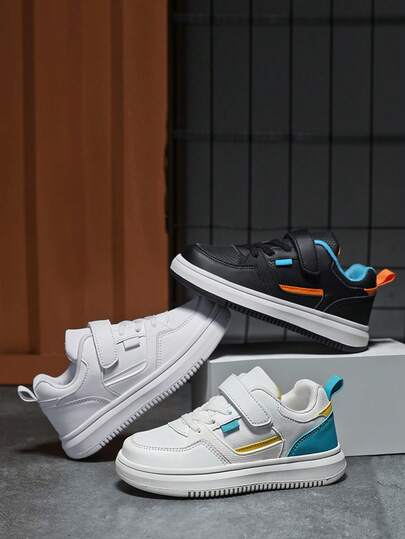 Teenagers Low Top Casual Sneakers Soft Lining Comfortable Adjustable Hook-And-Loop Closure Lightweight Sporty Skate Shoes For Spring And Fall