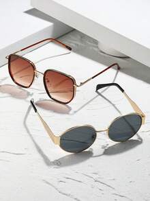 2 Stück Kunststoff- und Metallrahmen Quadratische Metallumrandung Brillengestell Anti-UV Elegant Fortschrittlich Exquisit modische Brillen Basics Frühlingsfest Mode Brillen für Frauen Sommer Strand Elegant Ausgehoutfit