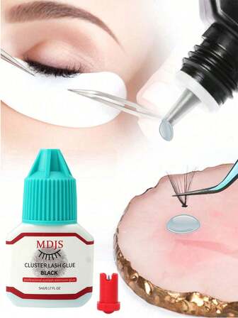 1支专业睫毛嫁接胶 - 超强粘性 5ml | 1秒速干 | 持久8周 | 透明隐形睫毛胶，适用于半永久嫁接，专业人士的理想之选