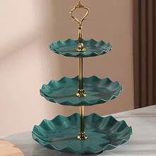 可拆卸轻质塑料甜点展示架 - 优雅三层蛋糕架，多层展示架，适用于生日、派对、婚礼和商业用途 - 彩色 - 查看 8