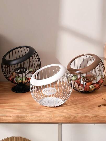 1 pieza Frutero Cesta de Almacenamiento - También apto para almacenar cápsulas de café, frutas y aperitivos en la mesa de café. Gran capacidad, diseño abierto, multifuncional, fácil acceso, base resistente, buena transpirabilidad. Aplicable para el hogar, la cocina, el baño, la sala de estar, el dormitorio, la oficina, el camping, las fiestas, la Navidad y otras ocasiones, se puede usar para almacenamiento y decoración del hogar.