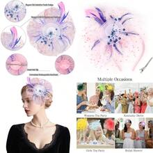 Fascinators Hats For Women Tea Party Flower Pearl Feather Wedding Fascinator Hat Derby Hats For Women Girls - Pink White Blue - View 1