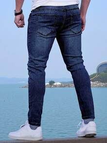 Men's Stretch Retro Jeans - All-Season Versatile Denim Essential - Xanh đậm - Xem 2