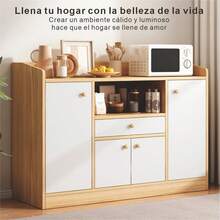 Armario De Cocina Moderno Minimalista 3 Puertas 1 Cajón Gabinete Organizador Muebles Cocina Estante Almacenaje Práctico Espacio Hogar Diseño Actual Sofisticado Capacidades Altas - Blanco - Ver 8