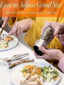1个手动胡椒研磨器，不锈钢和玻璃材质 - 适用于盐和胡椒粒，研磨粗细可调，无需用电，方便实用的厨房工具，适用于派对、婚礼、圣诞节、万圣节、母亲节、家庭聚会、宿舍、办公室、公司、户外、厨房、浴室、家庭、学校、学生、露营、旅行等场合。