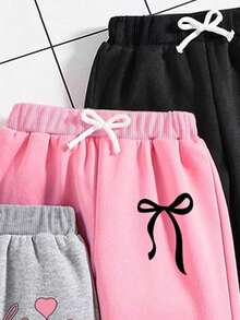 3pcs/Set Tween Girls' Cartoon Print Sports Pants - Multicolor - View 4