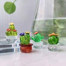 4-Piece Mini Cute Flower Set, Computer Monitor Desktop Decoration Doll Accessories, Office Space, Study Supplies, Back To School, Handmade Resin Craft Desktop Mini Potted Plant Creative Home Decoration Gift Set