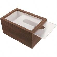 1pc Wooden Grain Tissue Box, Tissue Box Cover, Napkin Dispenser Container, Rectangular Desktop Tissue Holder, Bathroom/Living Room/Bedroom Tissue Storage Box, Home Essential, Bathroom Accessory