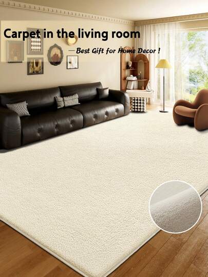 1件米色地毯/柔软客厅地毯/北欧风格/适用于客厅/卧室/床边/休息室/更衣室/日式榻榻米/飘窗/脚感舒适/亲肤面料/复活节/情人节/家居装饰/万圣节/圣诞节/新年/超柔软冰淇淋绒毛地毯/脚感舒适/柔软/礼品之选/冬季/家居美学装饰/时尚长方形地毯