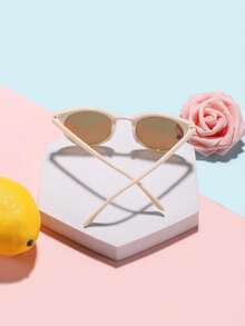 1副亚克力休闲复古圆形时尚眼镜，适合12-16岁青少年，适合假日郊游、服装搭配和节日礼物 - 彩色 - 查看 5