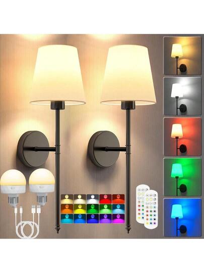 1/ Rechargeable Wand Lights Remote(Includes RGB Verlichting Bulb) Bedside Lamp, Ceiling Light, Fairy Lights, ative Lamps, Night Light– 15 Dimmable Sconces Bedroom, Living Room, Hallway, Bathroom, Kitchen, Closet Lighting, ations Home Ceilin(1800mAh)
