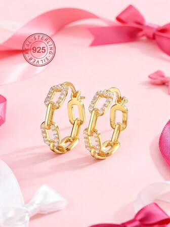 Artepollo أقراط مطرزة بالزركونيا الذهبية البيضاوية غير المتماثلة من الفضة 925 للنساء | أقراط نسائية من الفضة 925 بطلاء ذهبي 14 قيراط | أقراط حلقية مطلية بالذهب 14 قيراط مرصعة بالزركونيا، لا تسبب الحساسية، مقاومة للبهتان، خفيفة الوزن، مجوهرات يومية، تأتي في علبة هدايا، هدية للمناسبات