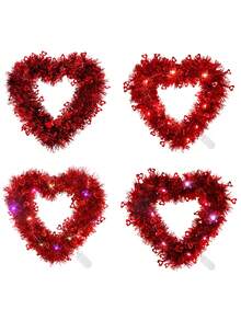 1pc Red Metal Wire Heart Wreath, Heart Door Hanging, Valentine's Day Wall Decor, Valentine's Day Sign, DIY Valentine's Day Wreath Decoration, Festive Atmosphere - Multicolor - View 8