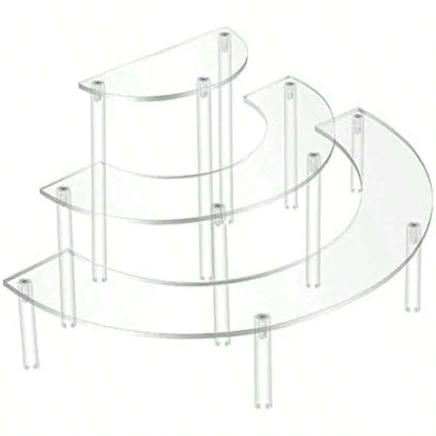 Estante de ílico Elevador, 3 Niveles Soporte de Exhibición de ílico, Soporte para Cupcakes de Media Luna, Organizador de Perfume, Soporte de Postre para Exhibición Colecciones Transparente(default) - Multicolor - Ver 1