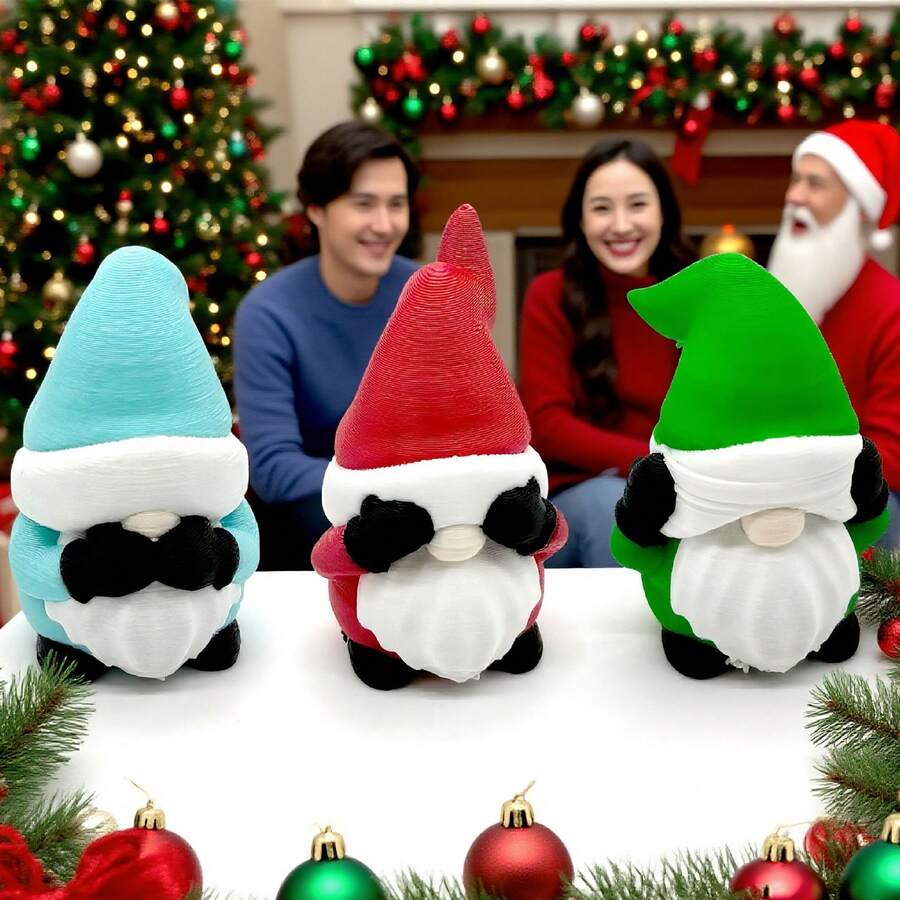 Christmas Gift Wise Santa 3D Printed Figurine - Hear No Evil See No Evil Speak No Evil PLA Decorations, Christmas Home Office Decor Accent, Festive Shelf Table Ornament, Handmade-Inspired Holiday Decoration & Memorable Holiday Gift Idea