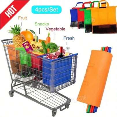 Trolley Bags Express Pastel Reusable Supermarket Shopping Bags - Set Of 4