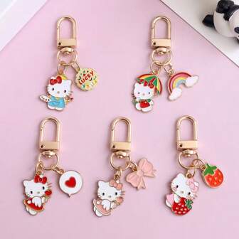  5pcs Sanrio Hello Kitty Cute Cat Pendant Keychains, Party Favors, Gifts For Best Friends, Girlfriends, Couples, Bag/Accessory Decorations