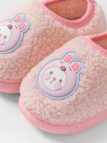 New Winter Children's Warm Slippers, Cute Girls' Home, Baby Soft Soled Plush Slippers - وردي - مشاهدة 5