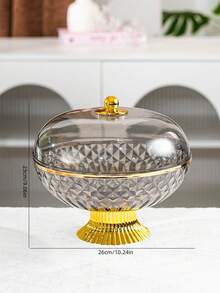 1pc Plastic PET Material Drainage High Foot Tray With Dust Cover, Unbreakable And Reusable Fruit/Dessert/Snack/Cake Display Tray, Suitable For Various Festivals, Weddings, Parties And Events - Round-gold High Feet - View 12