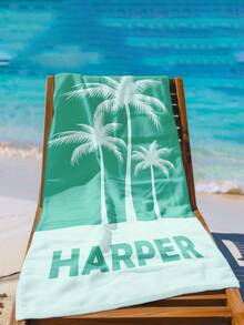 1 Personalized Name Beach Towel - Text/Name, Quick - Super Absorbent - Lightweight Turquoise Tropical Palm Tree And Leaf Design - Personalized Bath Towels For Swimming Pool, Travel, Vacation - Birthday Gifts (Men And Women) - Spa, Home Or Resort Use - Colorful Modern Seaside Accessories (Ideal For Adults And Teenagers),Bath Towel, Sand-Free - Multicolor - View 5