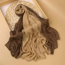 Gradient Dual Color Scarf,Elegant Ombre Headwraps Hijab, Modal Cotton Feel Lightweight Sunscreen Shawls For Women,7#Khaki - 7#khaki - View 3