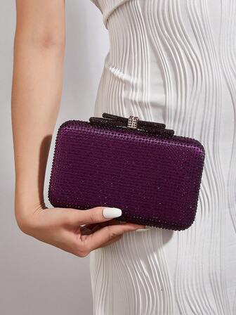 Bolso de caja decorado con cristales de fantasía, brillante y glamoroso, elegante y exquisito. Bolso de mano glamoroso para fiesta, para mujer. Perfecto para fiestas, bodas, bailes de graduación, cenas/banquetes. El mejor regalo para mujeres. Perfectamente a juego con vestidos de fiesta, de noche y con lentejuelas para ocasiones festivas como Año Nuevo.