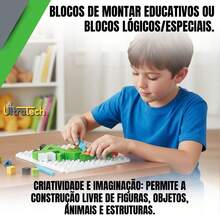 Bloco de Montar Educativo Quebra Cabeça Desenhos 59Peças Lançamento - Multicolorido - Visão 3