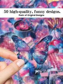 YWWBLD 50 piezas Pegatinas de cielo estrellado, regalos de fiesta y decoración del hogar, recompensa de clase, regalo de cumpleaños, decoración, scrapbooking, laptop, equipaje, guitarra, vaso de agua, funda de teléfono, manualidades DIY - Multicolor - Ver 5