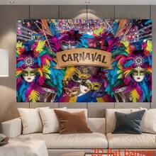 2D平面横幅：生动的嘉年华庆典派对背景，以威尼斯风格的面具、羽毛和皮草为特色。 - 1個 - 查看 4