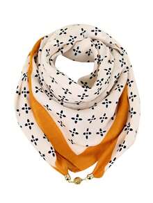 1pc Magnetic Belt With Metal Print Square Scarf
