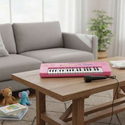 Teclado Musical Electrónico Infantil de 37 Teclas con Sonidos + Micrófono 45cm | Ideal para Clases, Casa y Regalos.