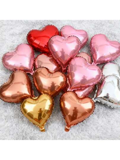 50 piezas de globos de papel de aluminio con forma de corazón de 5 pulgadas en rojo, plateado, rosa dorado y dorado, adecuados para fiestas de San Valentín, fiestas de cumpleaños, reuniones con amigos, celebraciones de graduación, festivales de música, fiestas en la playa, decoración de compromiso/boda