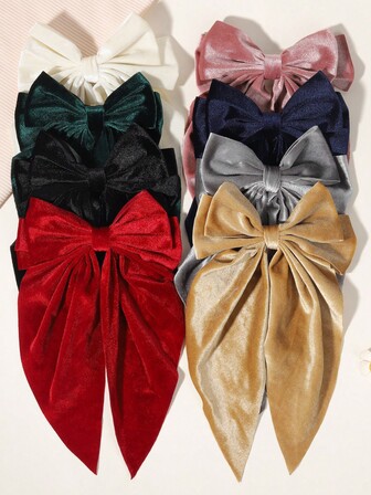 3/8 Accesorios para el cabello de niña con gran lazo de terciopelo - Elegantes y retro lazos para el cabello, decoraciones para el cabello lindas y glamorosas perfectas para peinados diarios y festivos