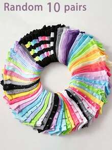 10 أزواج جوارب كاجوال ملونة متنوعة للكاحل