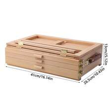 Wooden 3-Drawer Storage Box Easel Portable Artist Desktop Box for Drawing Sketching - Camel - Ver 2