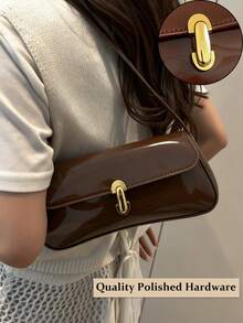 Vintage Faux Oiled Leather Flap Over Underarm Shoulder Bag For Women, Glossy Waxed-Finish PU Leather Shoulder Purse With Premium Hardware, Retro-Inspired Crossbody For Daily Commute,Outing, Party, Date Nights And Shopping, Quality Metal Accents Bag Fits Phone And Wallet In Burgundy, Black And Coffee Brown,Perfect Thanksgiving & Christmas Gift[US Local Warehouse] - 彩色 - 查看 5